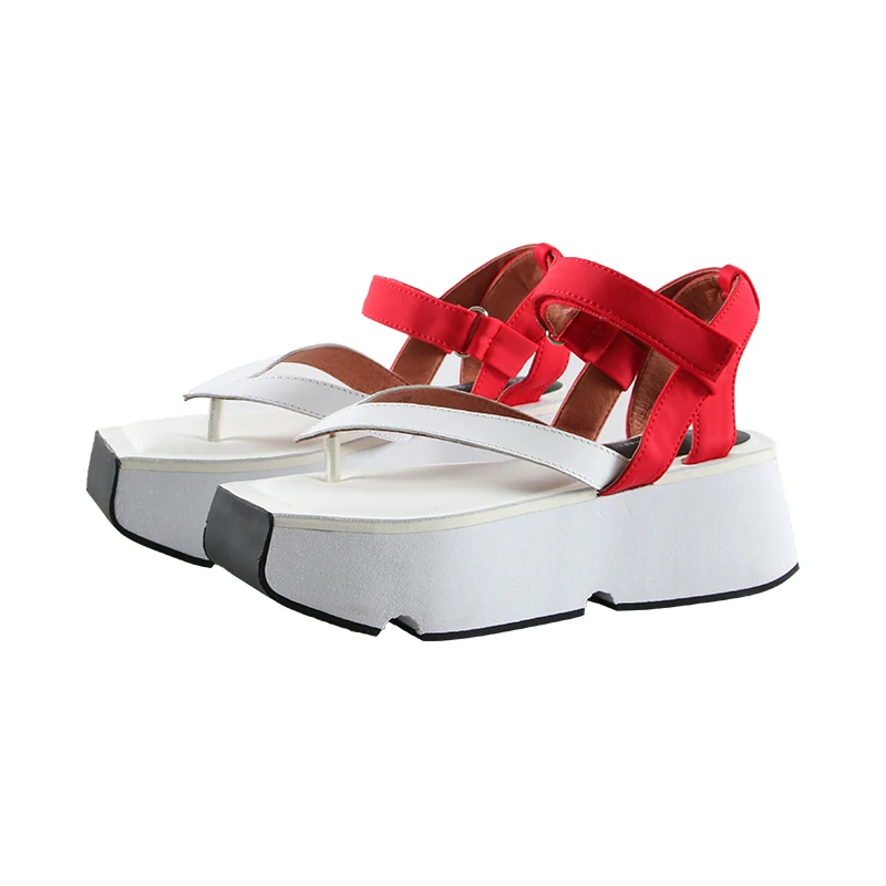 

Women's Chunky Sandals 2019 Summer High Heels Casual Female Shoes Genuine Leather Woman Platform Shoes Summer Sandals Shoe