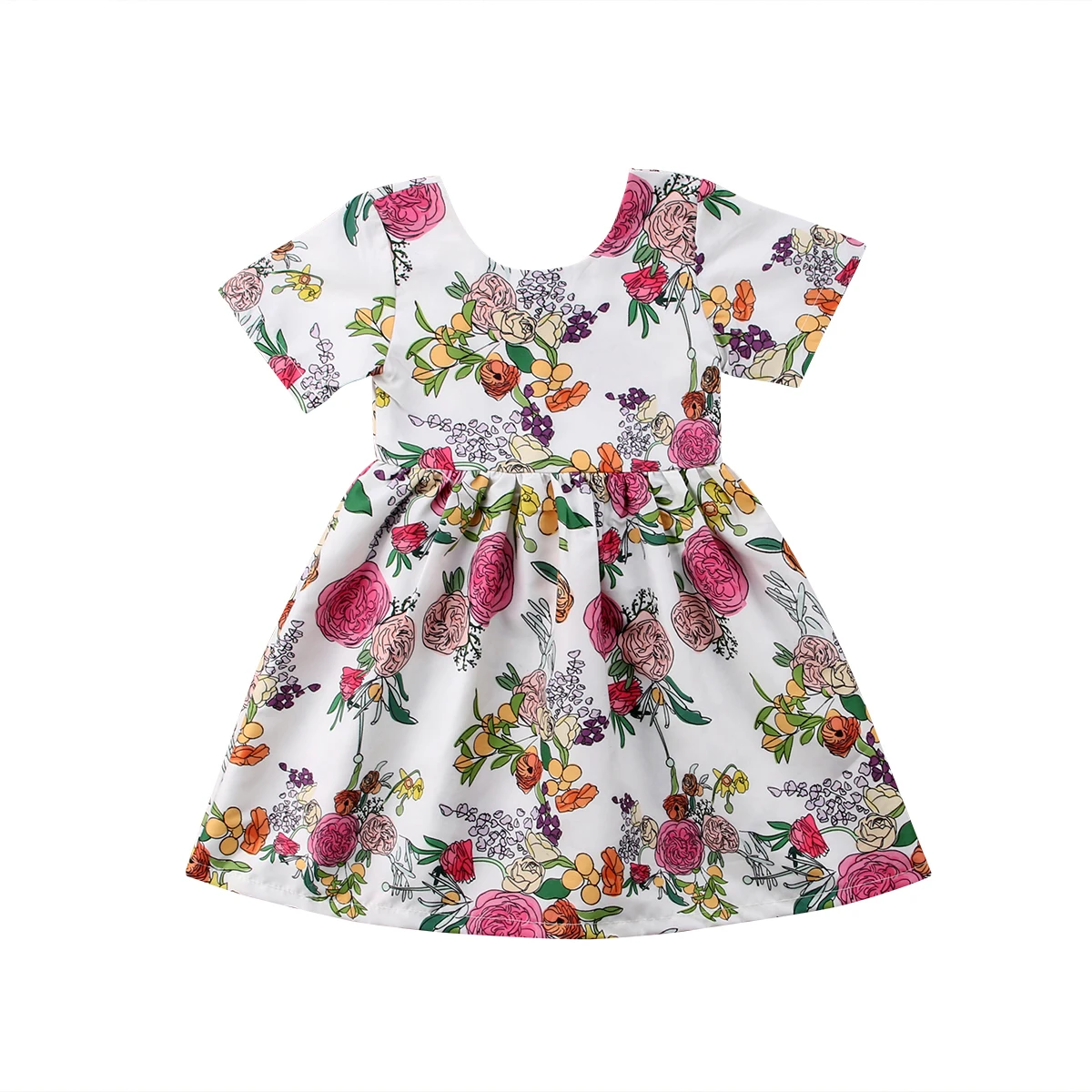 

Kids Baby Girls Clothing Floral Dresses Party Short Sleeve Dress Summer Cute Flower Clothes Summer Girl 2-7T