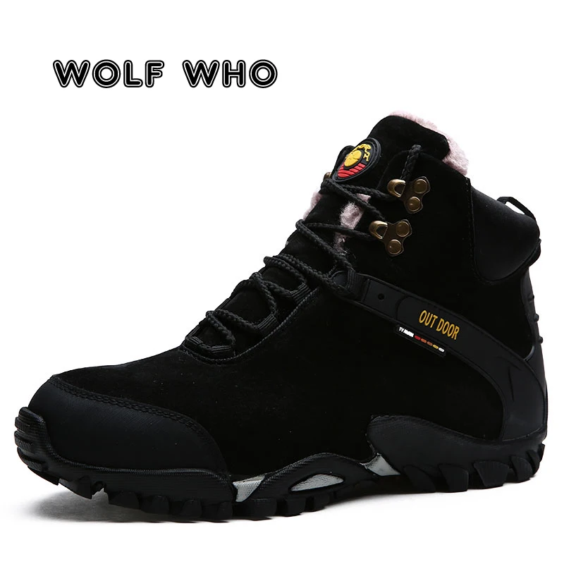 

WOLF WHO 2019 New Unisex Boot Men Boots Fashion Quality Winter Snow Plush Man Ankle Boots Male Warm Boots Ankle Work Shoes X-002