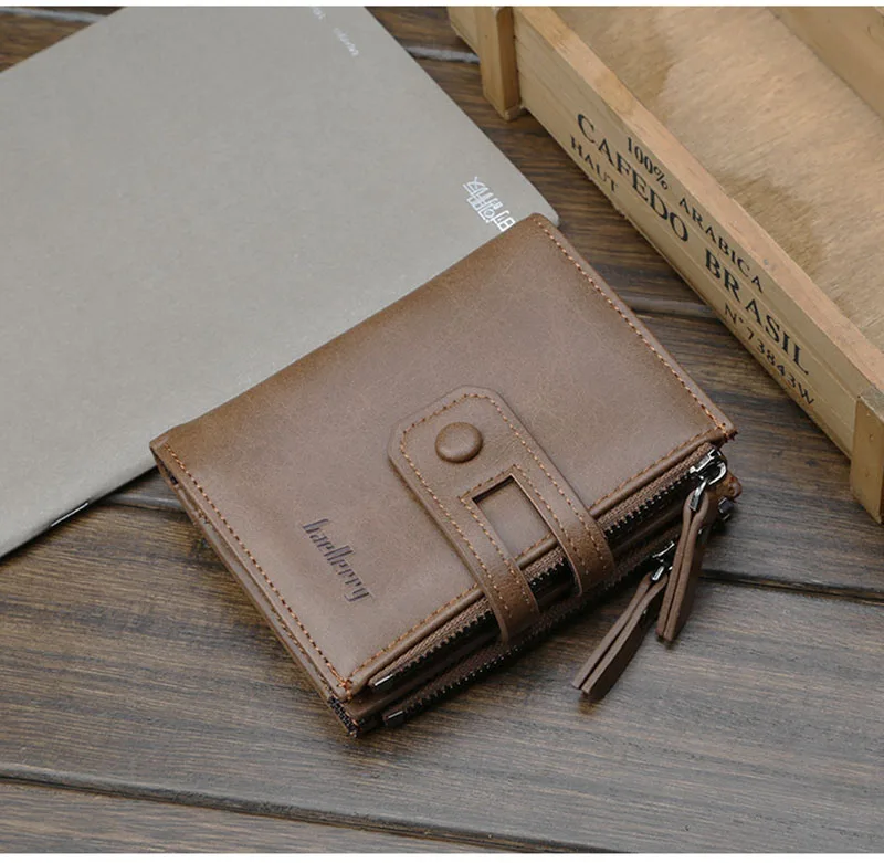 Baellery мужской кошелек брендовый кошелек с двойной молнией и застежкой дизайн маленький кошелек мужской Высококачественный короткий держатель карт кошелек бумажник