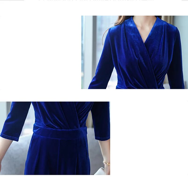 V Salopette Élégant Printemps Or Automne Partie Décontractée Femmes Taille Col Maxi Velours Travail En Haute D'affaires Bleu Cadrage ttOBUqY
