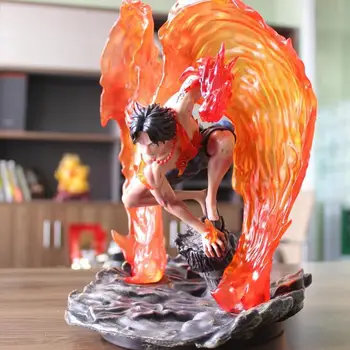 

28CM Anime White Beard Sea Thieves Portgas D Ace Born Of Fire GK PVC Action Figure Collection Model Toy X1744