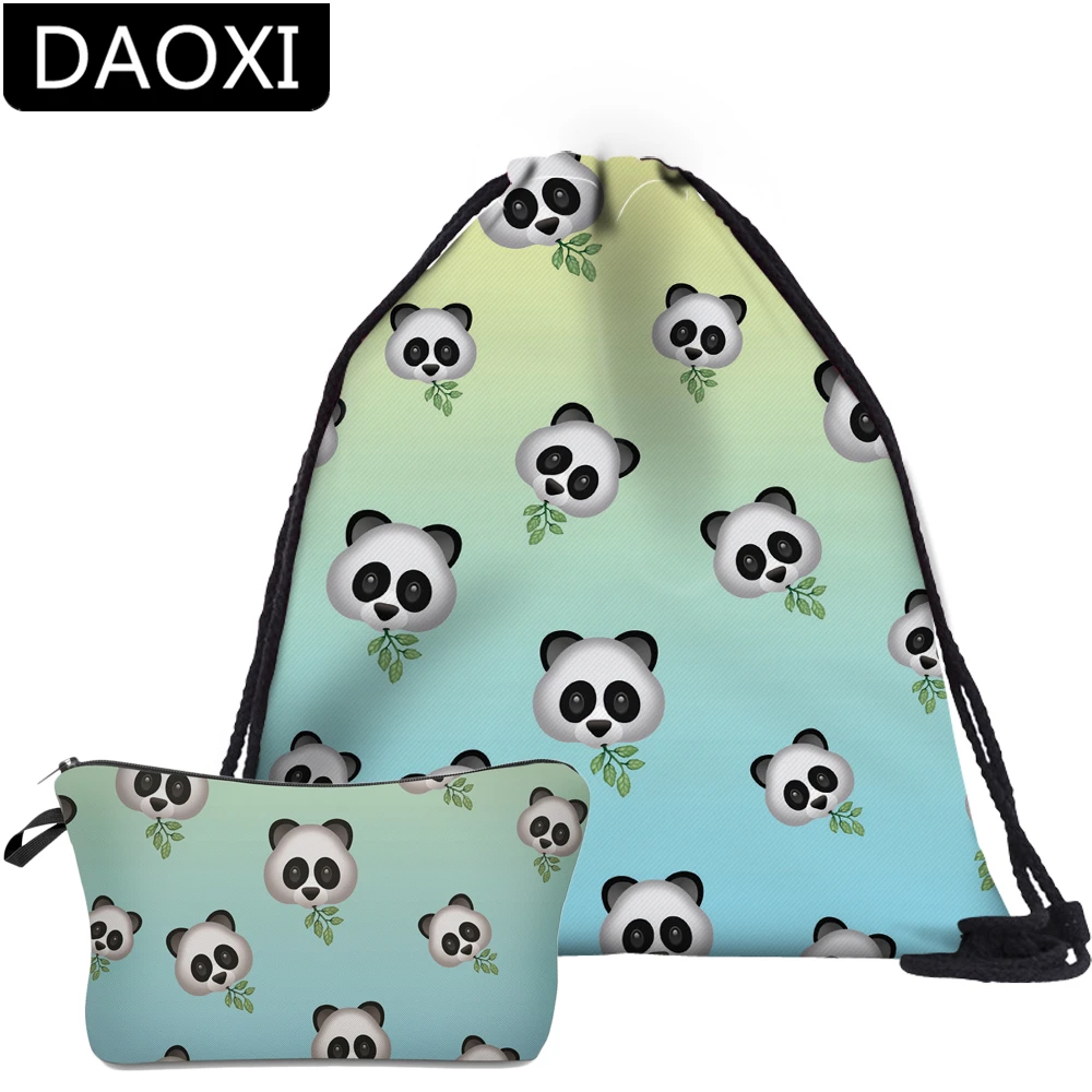 #*Cheap DAOXI 2Pcs Eomji Panda Backpack Women mochila for Teenage Girls Travel Backpacks