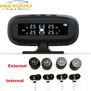 

Solar Car TPMS Car Tire Pressure Monitoring System Alarm Windshield Tyre Sensor Solar Monitor Internal External Security Systems