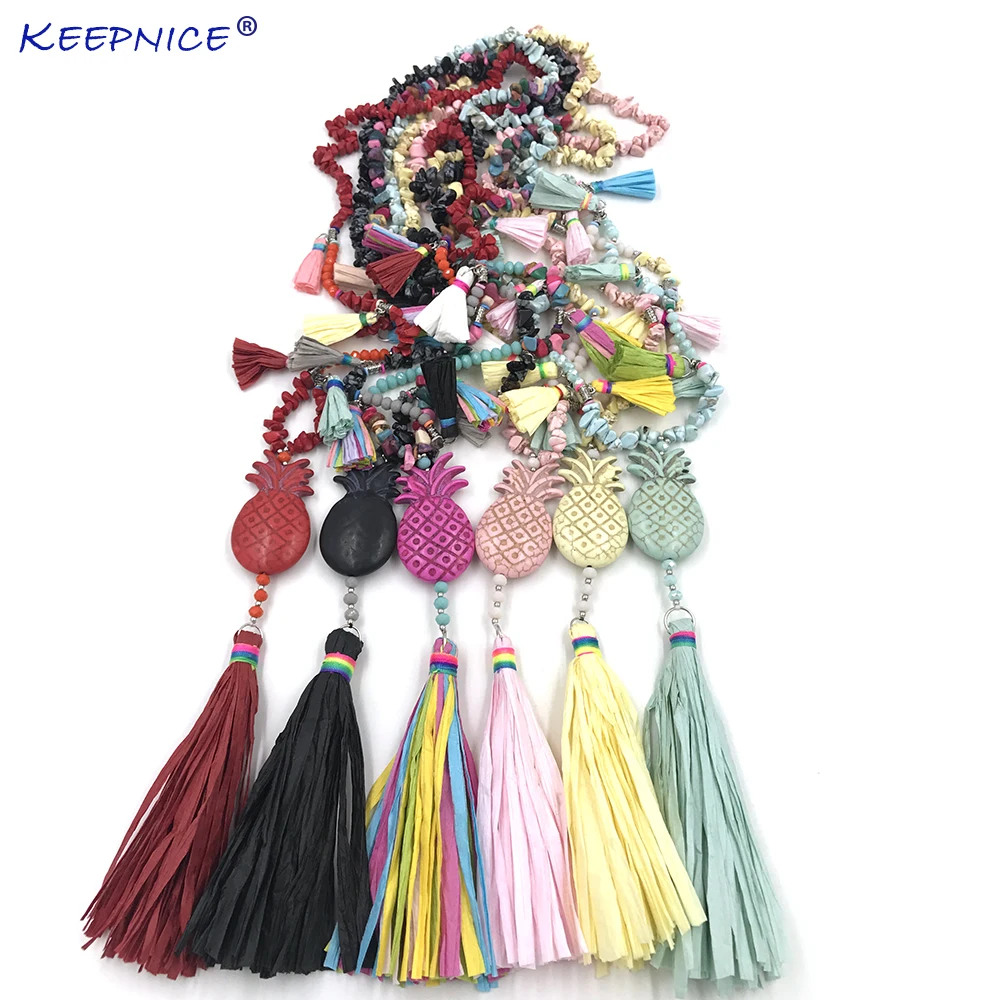 

New Fashion Handmade Creative tassel Pendents Necklace Unique Boho Bohemia Necklaces pineapple pendant Necklace for woman