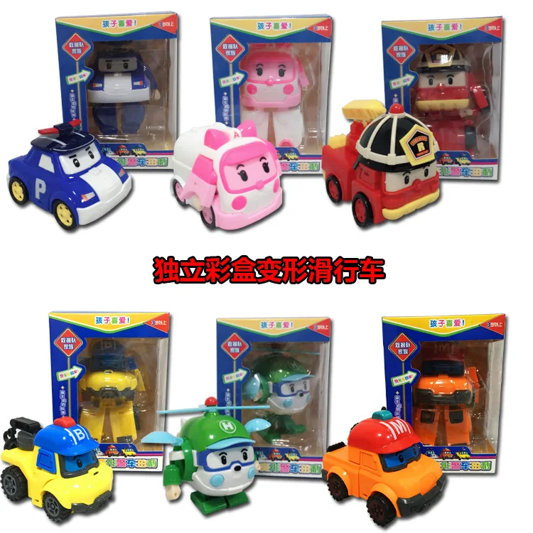 

New Korea Q version children's toys Poli deformation robot toy deformation car