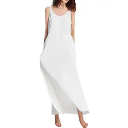 Макси платье длинное вечернее платье белая элегантная летняя одежда для женщин однотонные праздничные платья сексуальные без рукавов