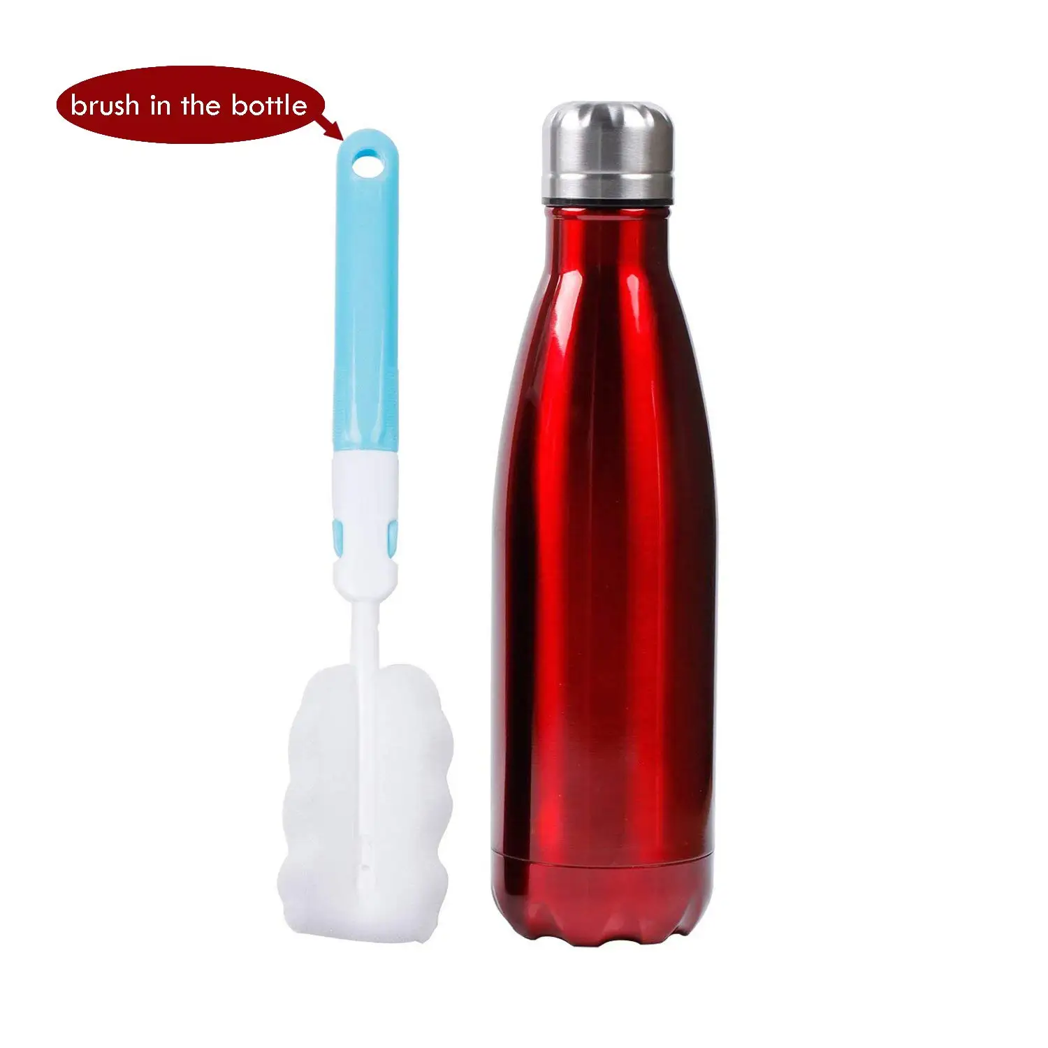500 мл бутылка для воды герметичная Спортивная BPA бесплатно большая емкость с чистящей щеткой фруктовый рецепт для улицы - Цвет: RED