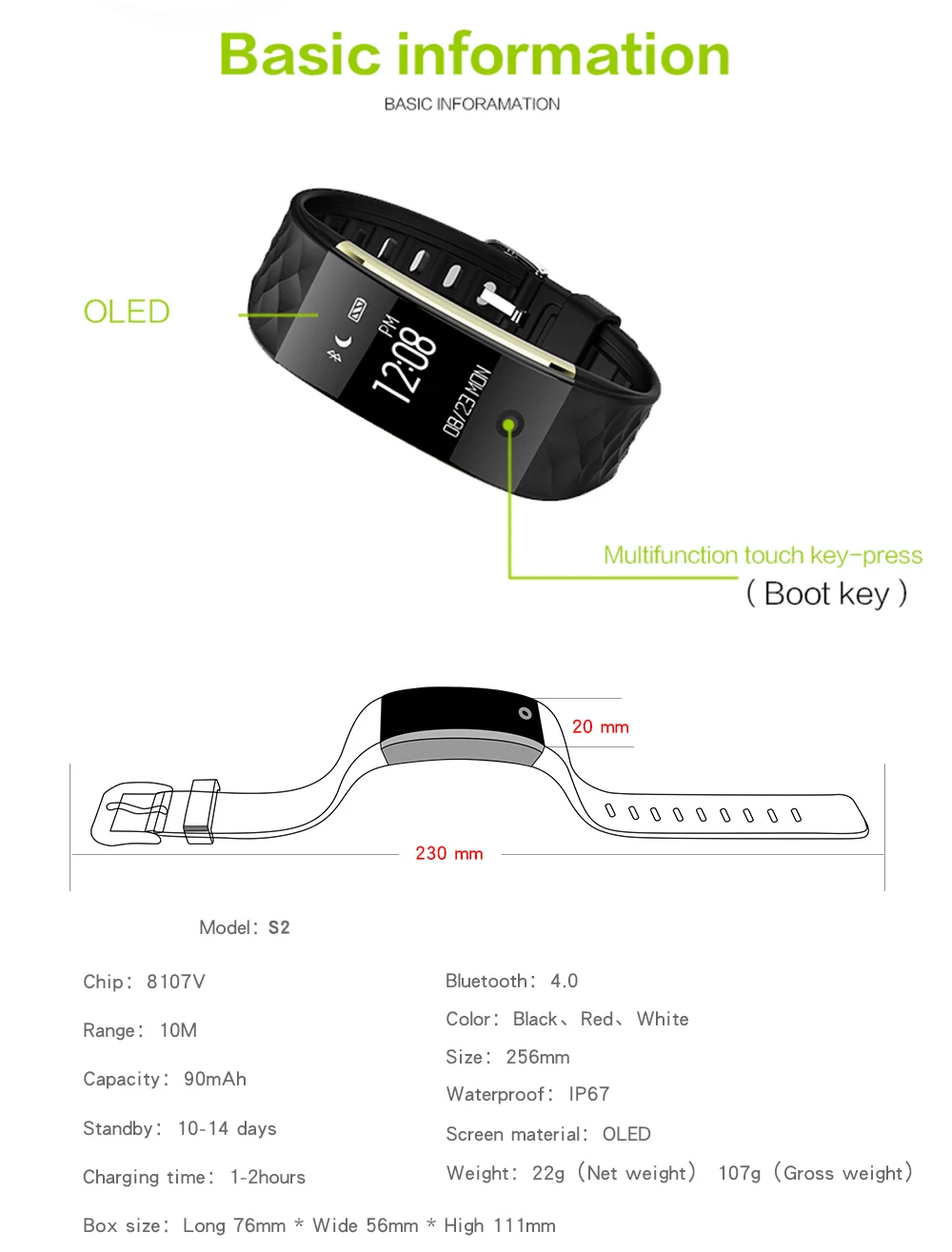 S2 Bluetooth 4,0 смарт-браслет пульсометр OLED фитнес-браслет для xiaomi huawei Phone pk fitbits MIBAND 3