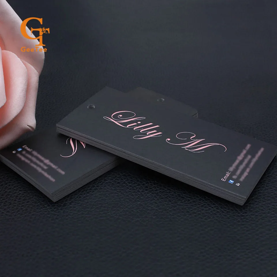 

custom brand name printed double side printing paper price hang tag swing tag