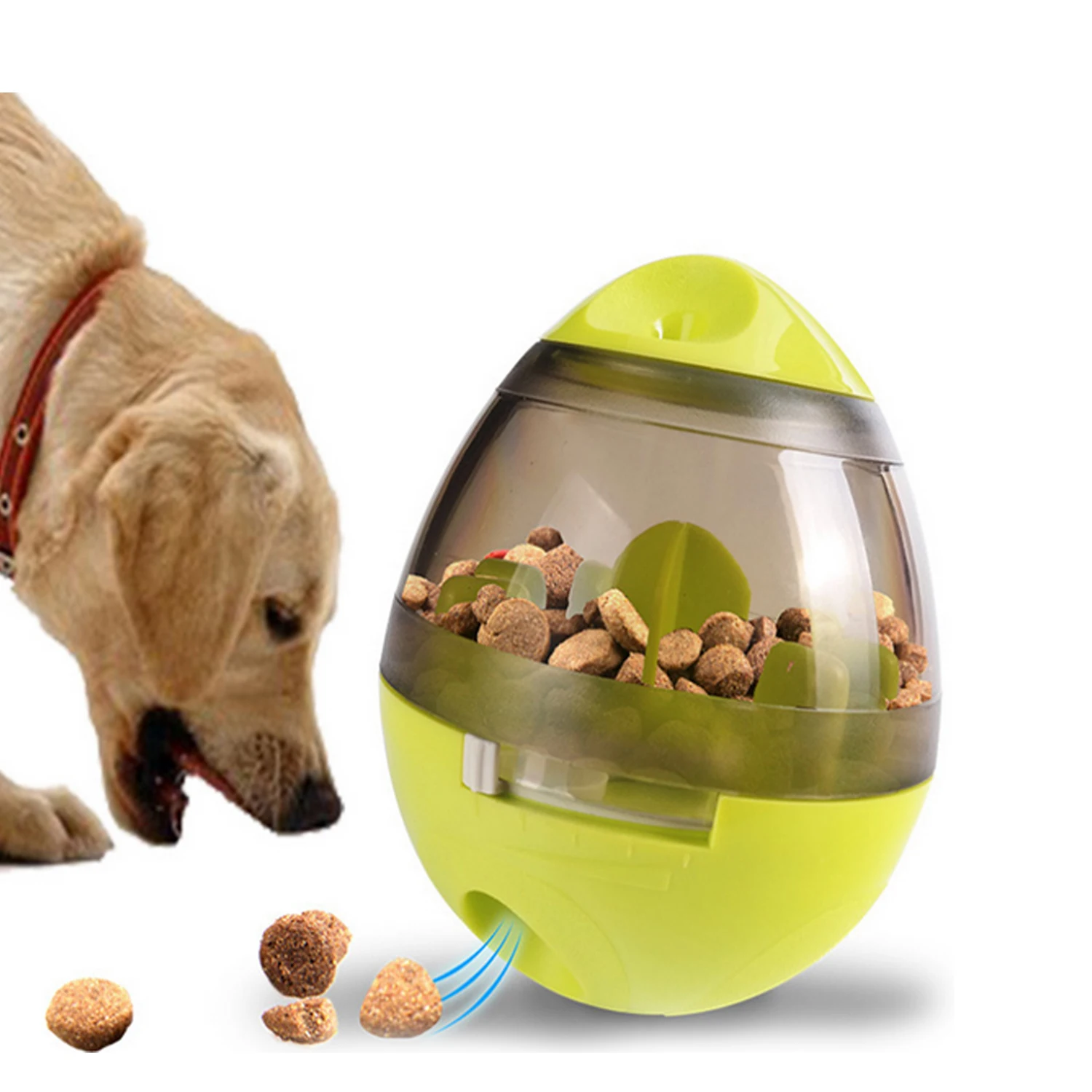 

Behogar Interactive Pet Dogs Cats Food Dispenser Ball Food Treat Dispensing Feeding Ball Bowl Pet Game Toy