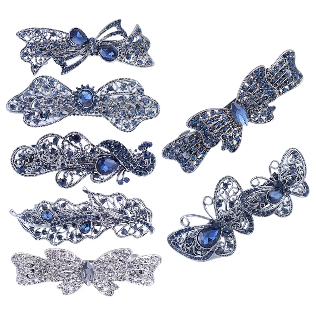 

Characteristic Vintage Crystal Butterfly Hair Clip Barrettes for Women Hair Accessories Rhinestone Flower Hairpin Head wear