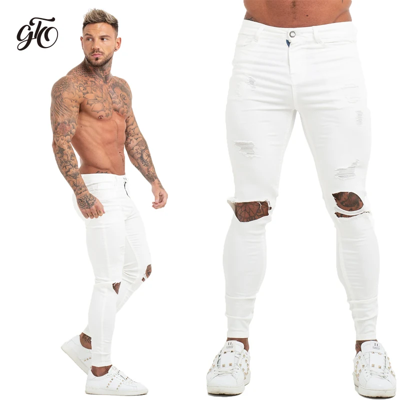 Gingtto Pants Men Skinny Jeans Men Grey Distressed Denim Ripped Stretchy Jeans Fashion Brand Stonewashed Big Size 28-36 zm70 Gingtto Pants Men Skinny Jeans Men Grey Distressed Denim Ripped Stretchy Jeans Fashion Brand Stonewashed Big Size 28-36 zm70