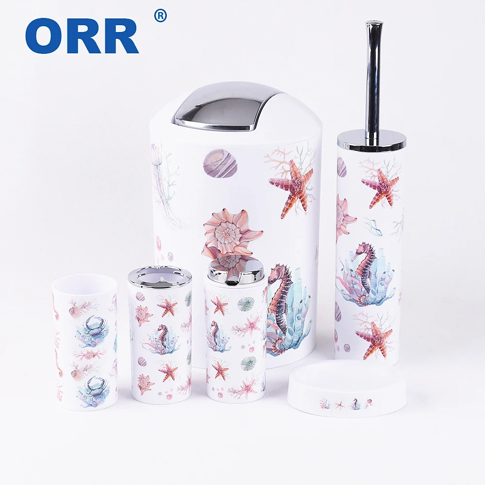 

Free shipping Bthroom set 6 pcs Accessroies toilet brush soap dish dustbin Washing tumbler toothbrush cup soap dispenser ORR