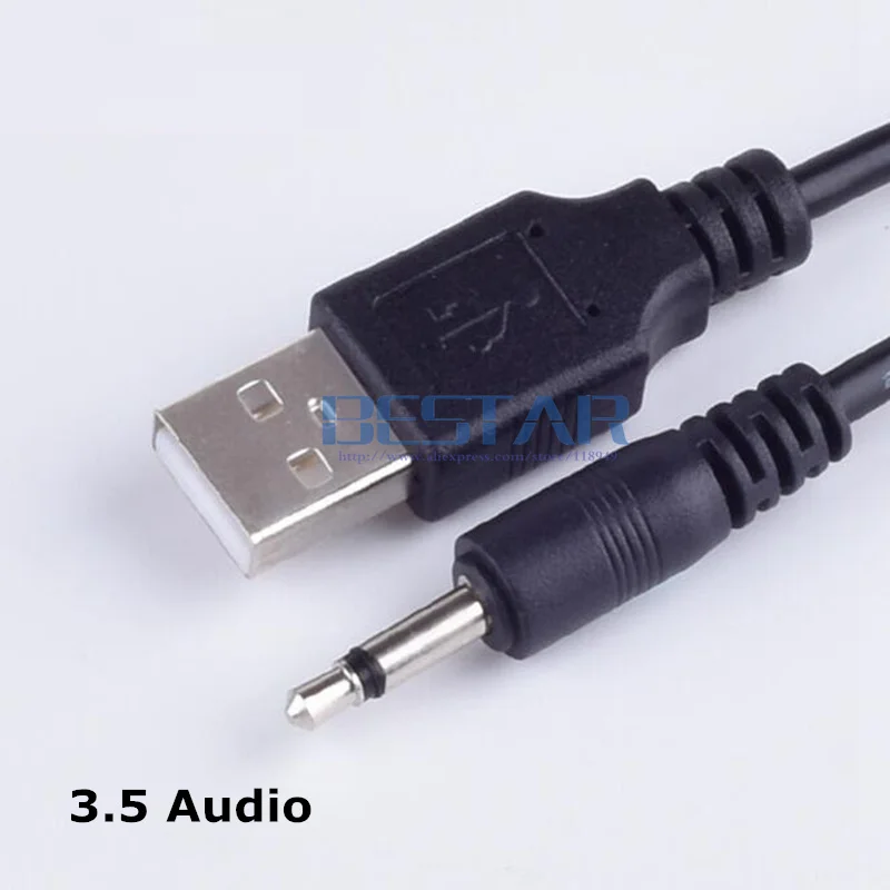 

1m 3FT USB To Jack DC 3.5mm Mono Right Angle Aux audio line USB3.5 2A power charging 3.5 MM Audio cable DC3.5mm