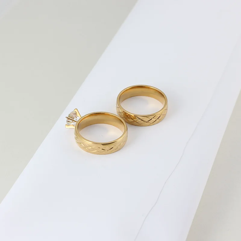 Модные золотые обручальные Обручальные кольца набор для женщин титановая стальная лента кольцо с кубическим цирконием круглые модные украшения
