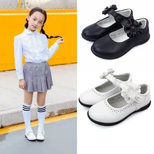 Autumn New Girls Princess Shoes For Kids School Black Leather Shoes For Student Dress Shoes For Girls 24M 3-16T Black Pink White yuyaobaby black 16t