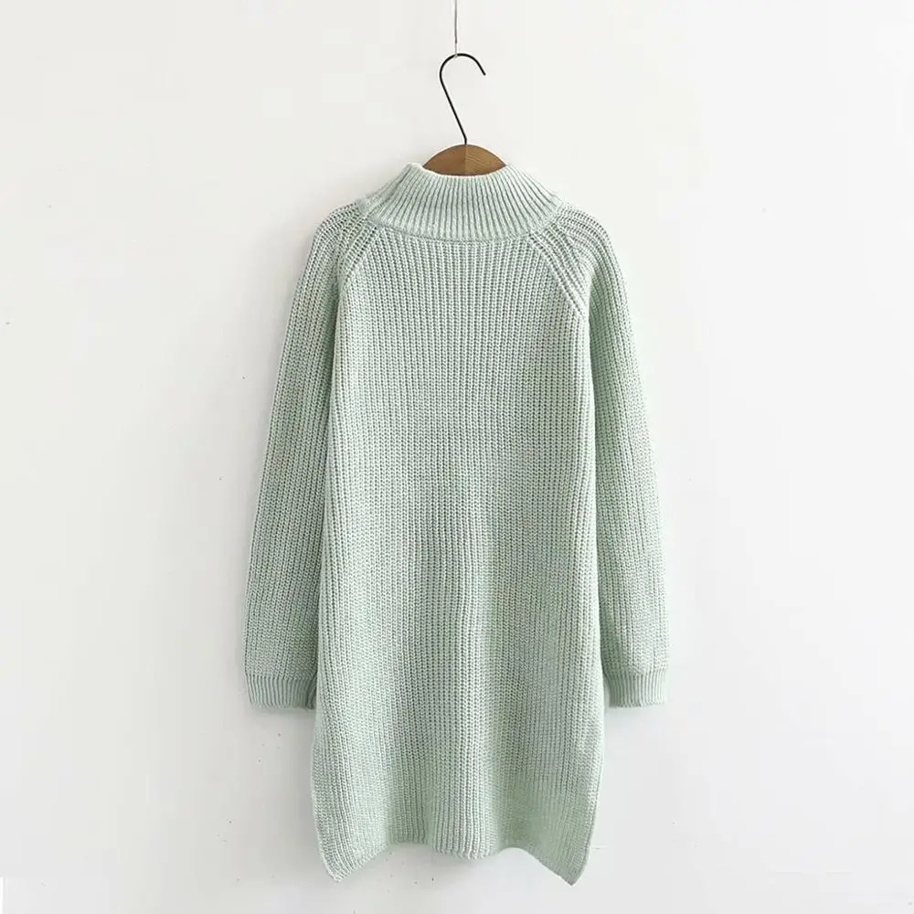 Sweater Women Solid Casual Loose Long Sleeve Pullovers Knitted Autumn Winter Spring Turtleneck Long Sweater KKFY2770