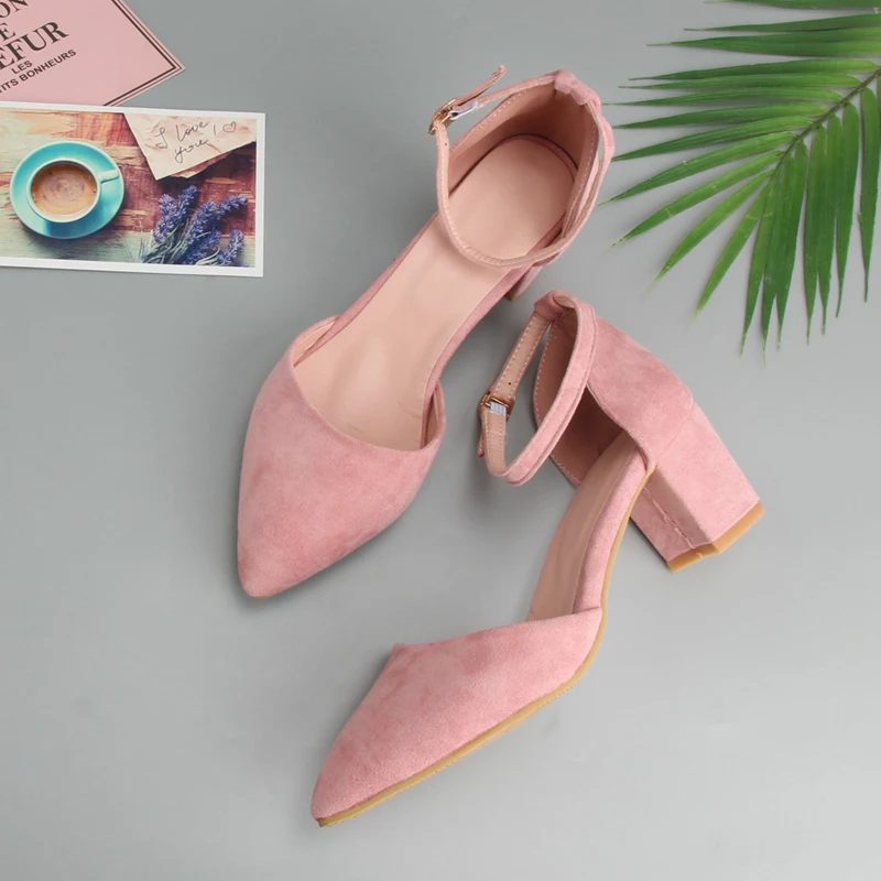 Meotina/женские туфли-лодочки на высоком каблуке женские вечерние туфли розового цвета на толстом каблуке Летняя обувь с ремешком на щиколотке и пряжкой; большие размеры 33-43