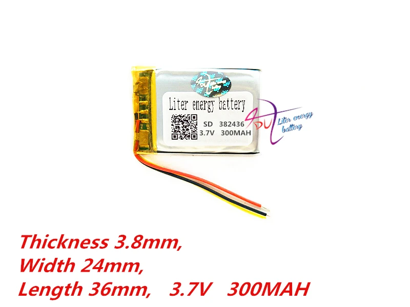 

3 line 382436 3.7V 300MAH PLIB ( polymer lithium ion battery ) Li-ion battery for tablet pc,GPS,mp3,mp4,cell phone,speaker