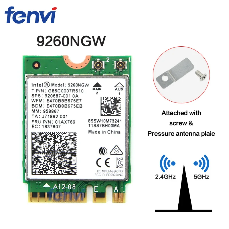 Najtaniej Dwuzakresowy wireless ac 9260NGW NGFF 1.73 gb s 802.11ac karta wifi + Bluetooth dla Intel 9260 8265NGW 7260AC NGFF 2.4G 5G Gaming Wlan