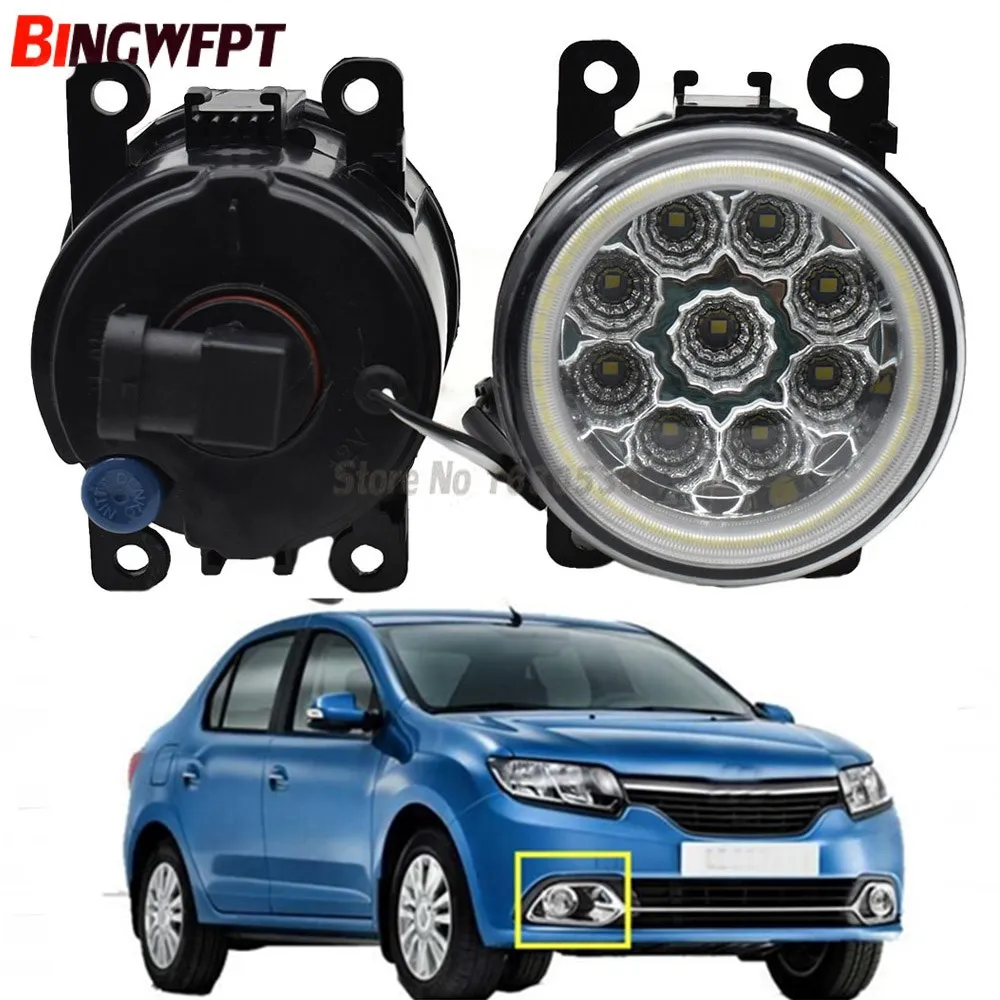

Car-Styling 90mm Round LED Fog Lamps DRL For Renault Logan Sandero Stepway 2004-2015 Angel Eye Front Bumper Fog Lights 2Pcs