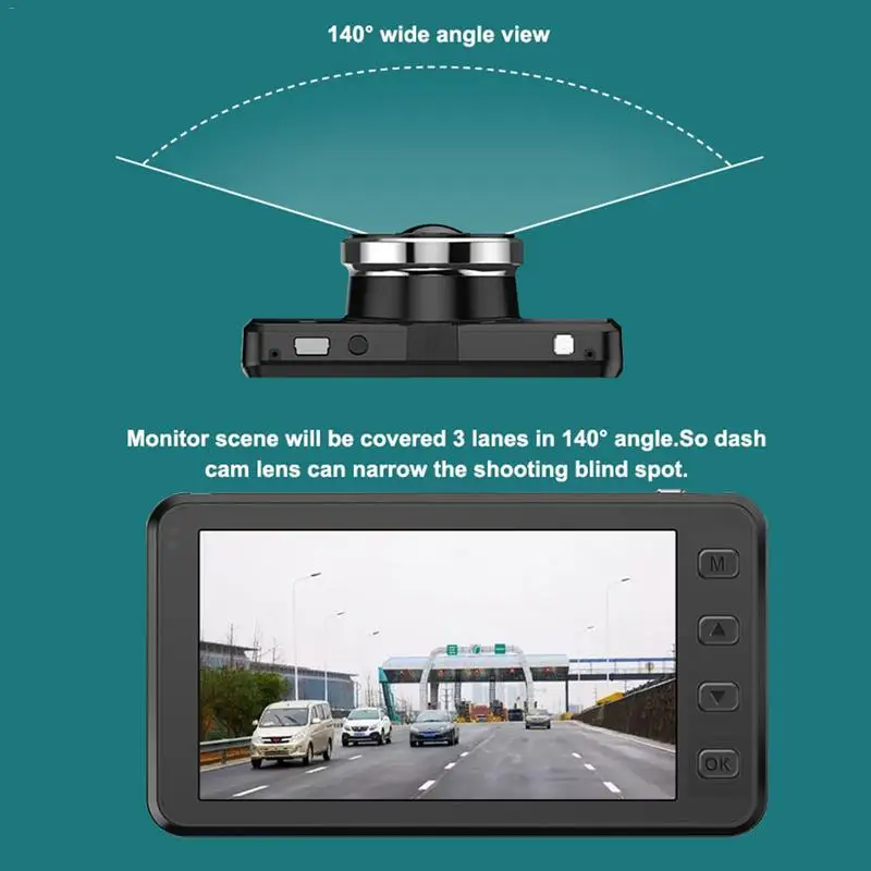 

3 In 1 3.0-inch 1080P HD Driving Recorder LCD Touch Screen HD Rear View Camera Car Tire Pressure Multi-functional Monitor