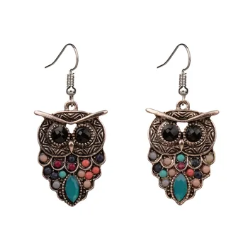 

Bohe Bohemian Earrings For Women Girls Vintage Colorful Resin Owl Earings Fashion Jewelry 2019