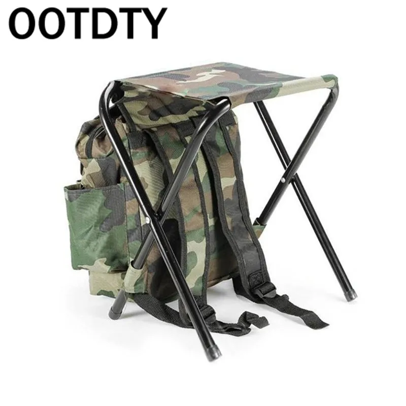 

Folding Camping Fishing Chair Stool Backpack Picnic Bag Hiking Camouflage Seat Table Bag