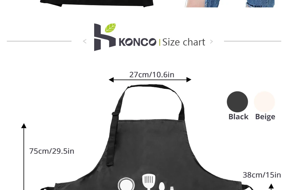 KONCO водонепроницаемый кухонный фартук шеф-повара фартуки для женщин и мужчин кухонный нагрудник фартук для мытья посуда уборки живопись woking выпечки фартуки