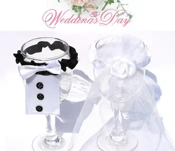 

Groom Dress groom+bride set Glassware Wedding Wine Glass Champagne Cup Cover Decoration