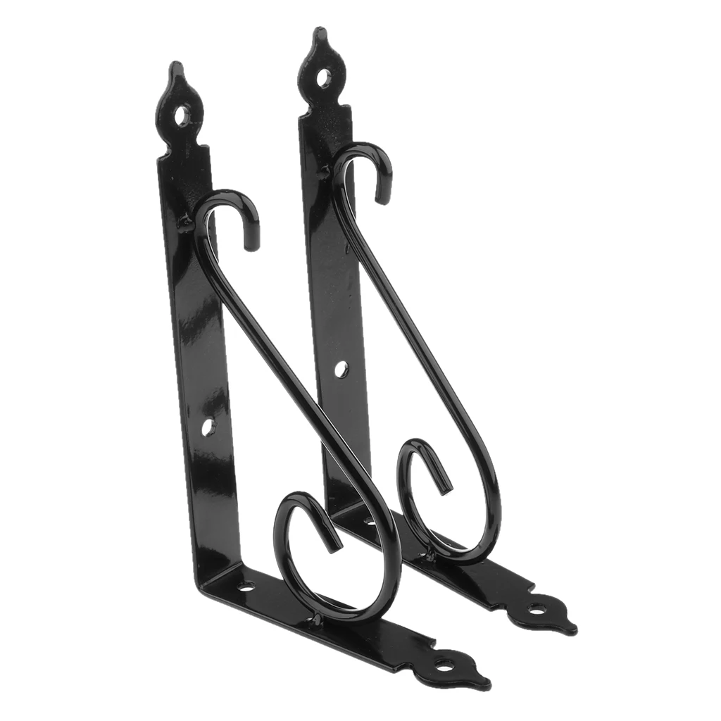 Baoblaze 2pcs Wall Shelf Bracket Metal Heavy Duty Supporter L Shaped Wall Hanging Shelves