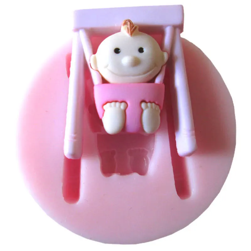 

Baby swing Party stroller hand bottle Trojan silicone mold soap, chocolate fondant cake decoration baking