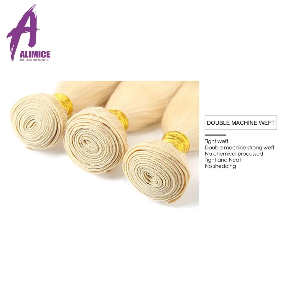 Alimice Hair 613 Blonde Human Straight Hair Bundles 3 PCS Honey Blonde Bundles Peruvian Remy Hair Weave 100% Human Hair Weave (23)