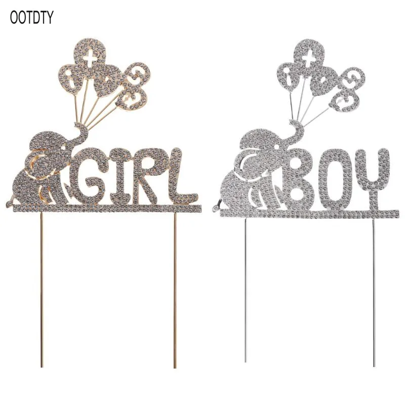 

Boy Girl Elephant Balloon Metal Rhinestone Bling Birthday Cake Topper For Kids Children Baby Shower Birthday Party