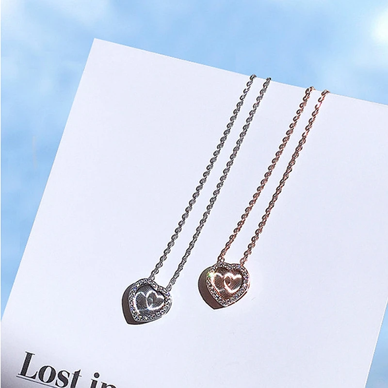 Новая Мода phantom ожерелье S925 Серебряный вращающийся сердца и кулон ожерелье любовника сердце любовь женские украшения