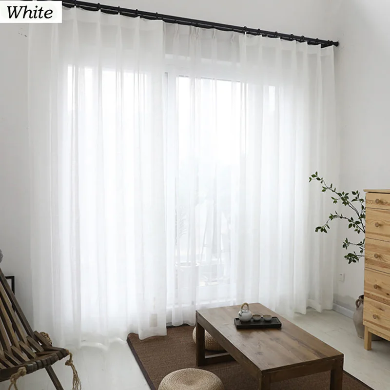 Однотонные затемненные шторы из искусственного шелка для гостиной, современные белые занавески для спальни, оконные драпировки, высокая затеняющая панель - Цвет: Tulle