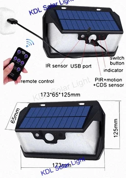 

55 LED 900lm Solar Light remote control radar smart 3 side lighting HOOREE Wall La camp street wall lamp yard g