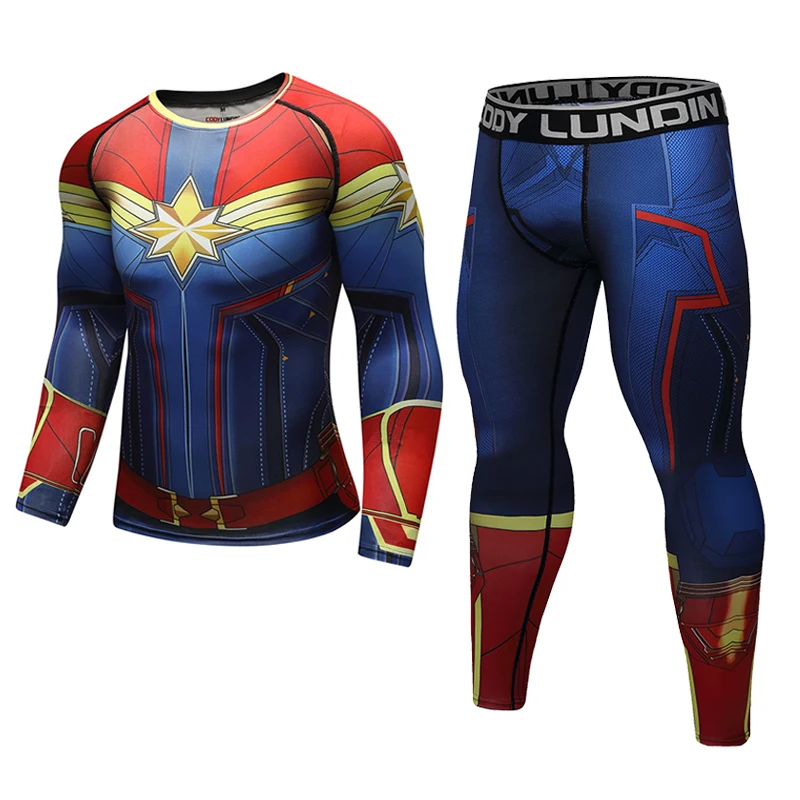 

Captain 3D Printed Running T Shirts Men Compression Shirts Raglan Sleeve Quick Dry Gym Sport T-Shirt Men Fitness Tight Rashgard