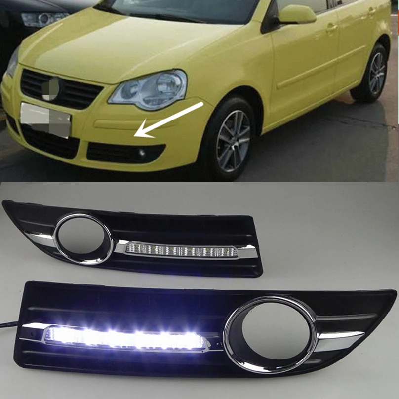 

For Volkswagen VW Polo 2005 2006 2007 2008 2008 2010 driving LED DRL Daytime Running Light Daylight 12V Fog lamp free shipping