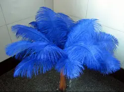 Оптовая продажа натуральный жесткий стержень 100 шт/партия сапфирово-синие страусиные перья 25-30 см/10 "-12" Свадебные украшения на день