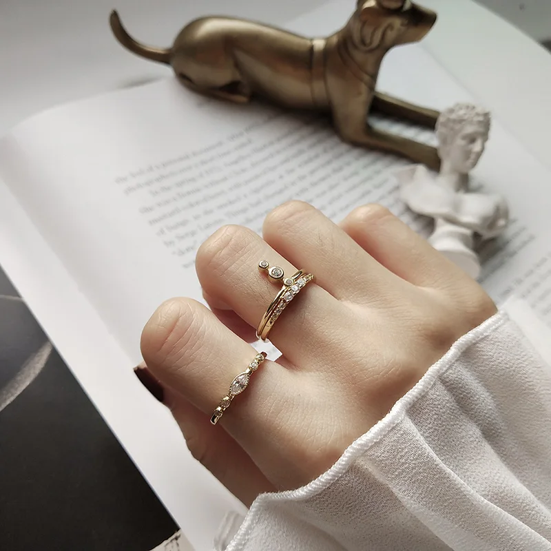 

WTLTC Delicate 925 Sterling Sliver Thumb Stacking Rings for Women Gold Color Layering Ring Dainty CZ Wedding Rings Minimalist