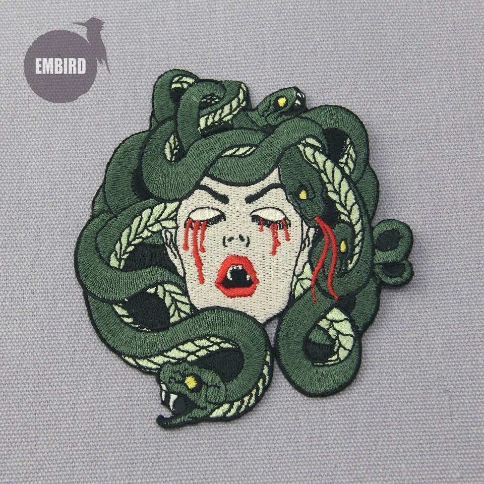 

Embird patch Embroidered iron on patches pack The Bleeding Medusa ceo-friendly large patches for jackets patch