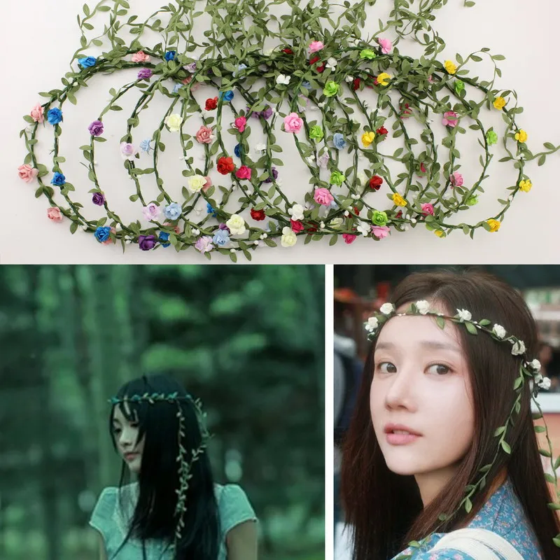 200pcs Bohemian Style Wreath Flower Crown Wedding Garland Forehead Hair