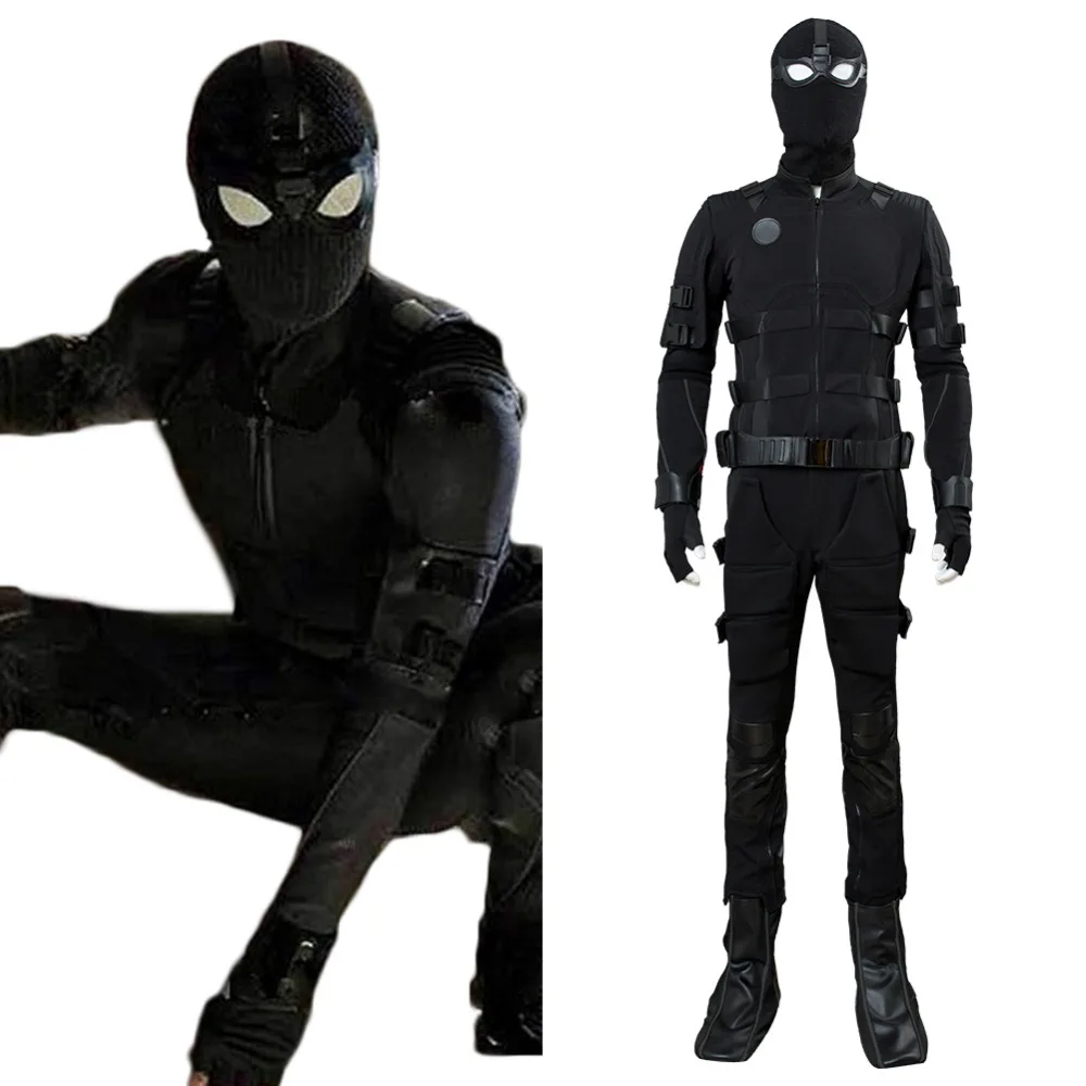 

Spiderman 2: Far From Home Spider-Man Noir Peter Parker Uniform Cosplay Costume Halloween Carnival Costume With Shoes