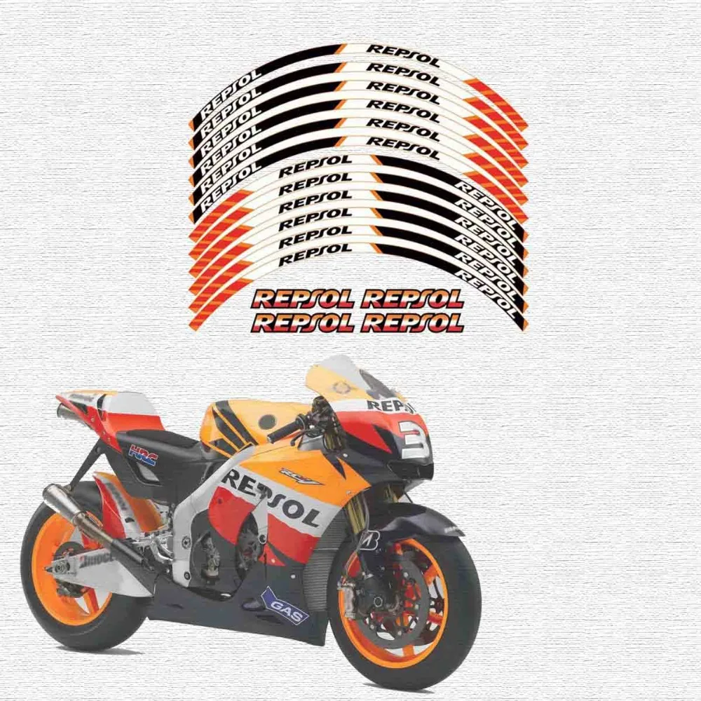 

high quality motorcycle wheel decals waterproof Reflective stickers rim stripes For HONDA repsol HONDA SEPSOL