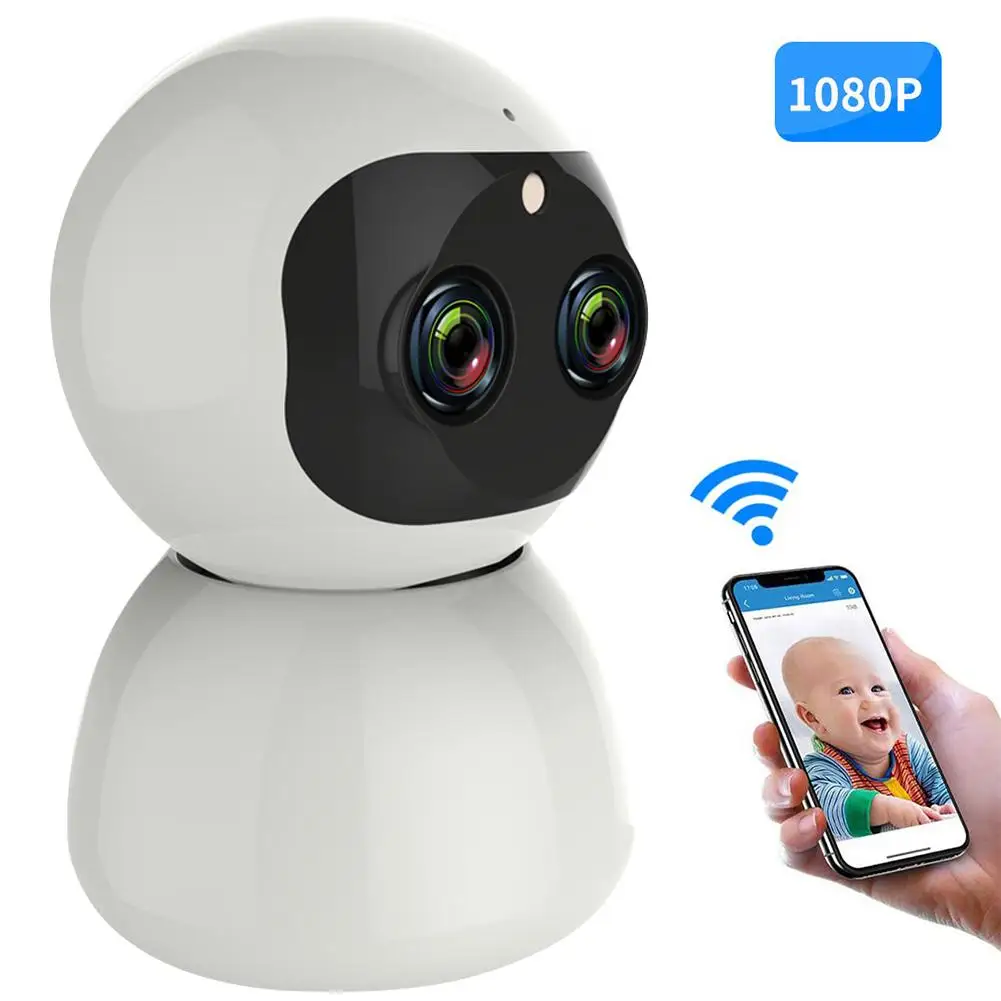 

AI Smart Wireless WiFi Home Care Network Surveillance Camera 360 Degree Rotation CMOS 200W Pixels HD Dual Lens Zoom Wifi Camera