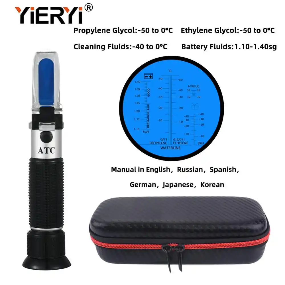 Yieryi Новый ручной 4 в 1 автомобиль рефрактометр оптическая мочевина AdBlue/батарея/антифриз/очиститель жидкости с черным мешком - изображение