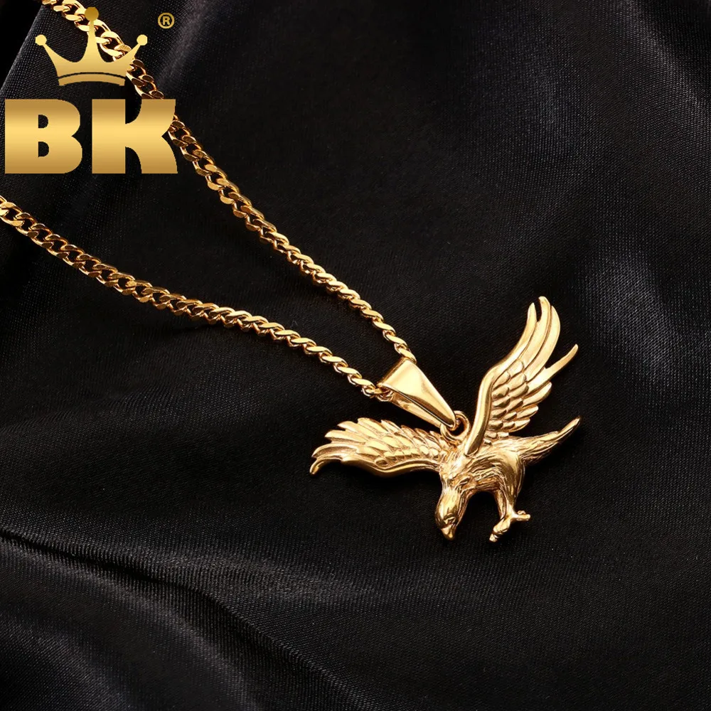 

Flight Eagle Necklace & Pendant Gold Color Stainless Steel Hawk Wing Animal Mens Jewelry Wholesale Hiphop Necklace