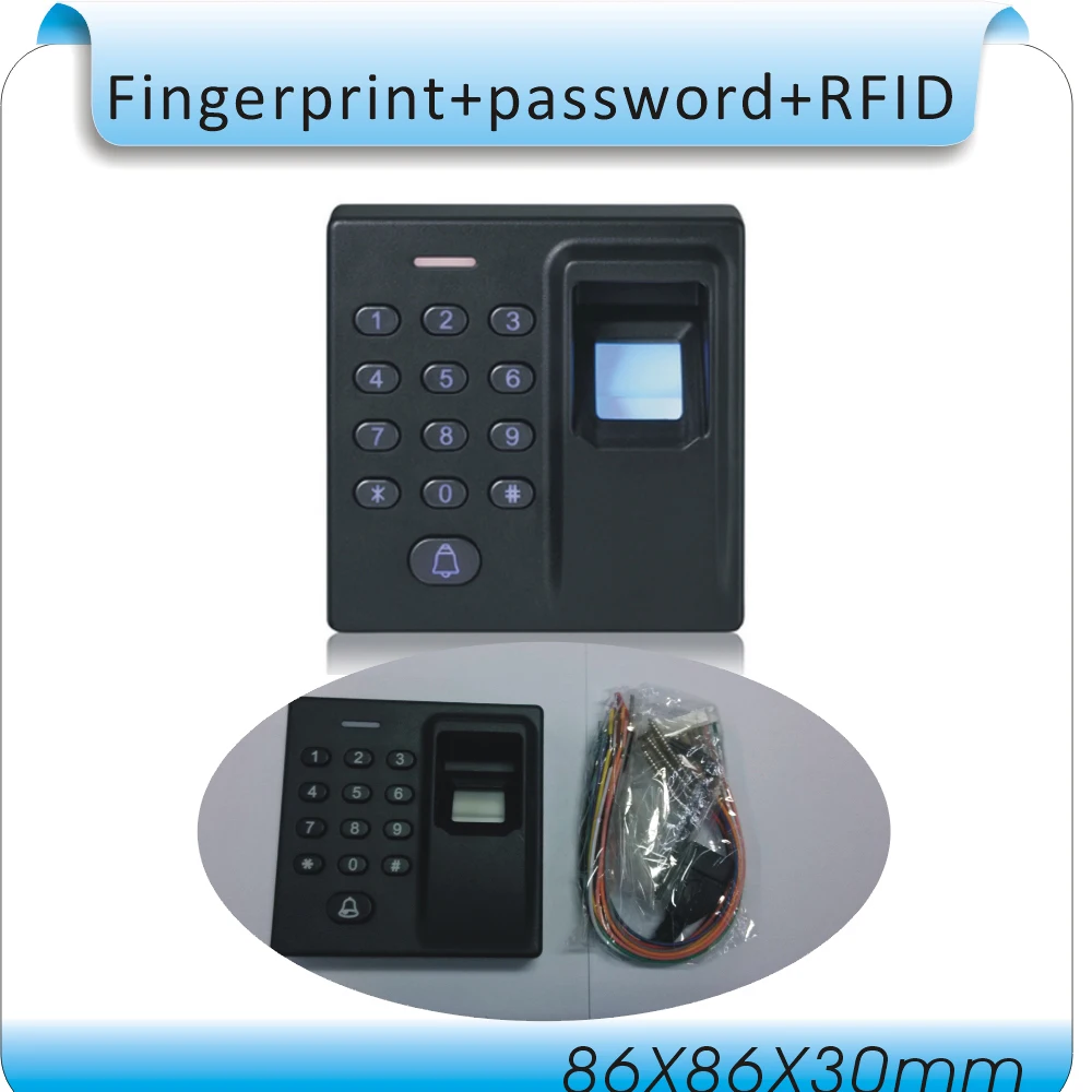 DIY D1 отпечатков пальцев и пароль и 125 кГц RFID 3 в 1 специальная пожарная система контроля допуска к двери+ 10 шт. кристалл